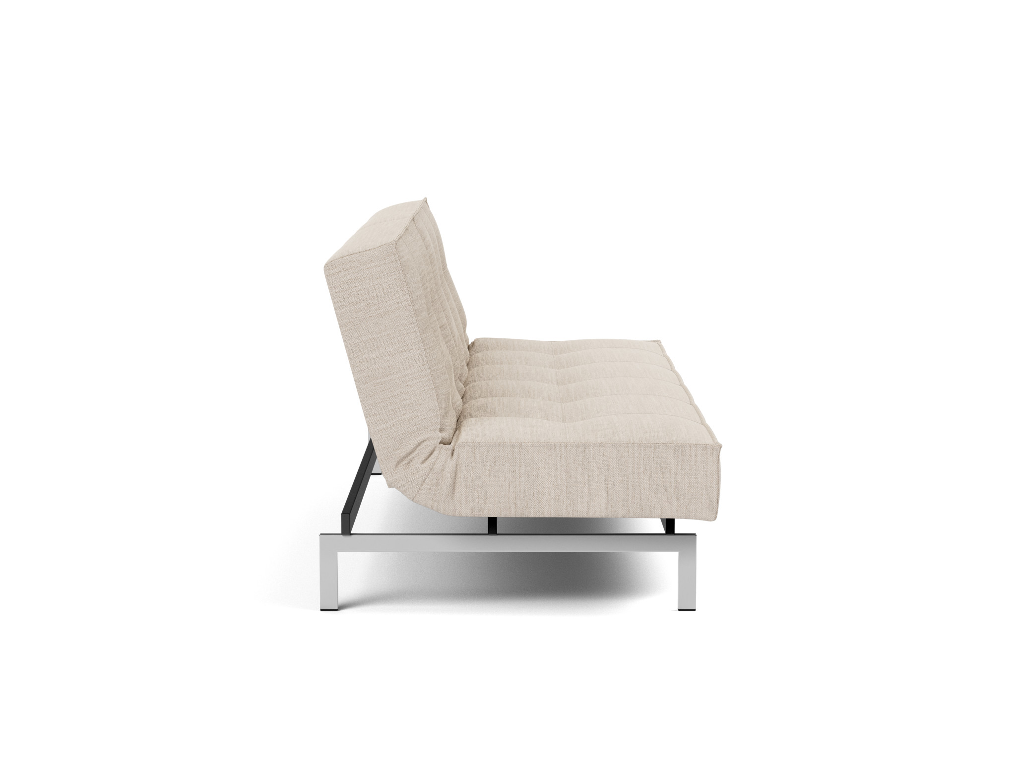 Schlafsofa Splitback Webstoff Blida 612-Sand-Grey Beine Chrom