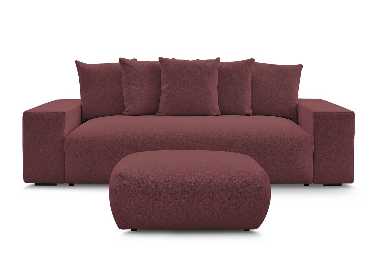 Bobochic Voltaire Sofa 4-Sitzer mit Pouf 280 × 124 cm Melange-Stoff Rot