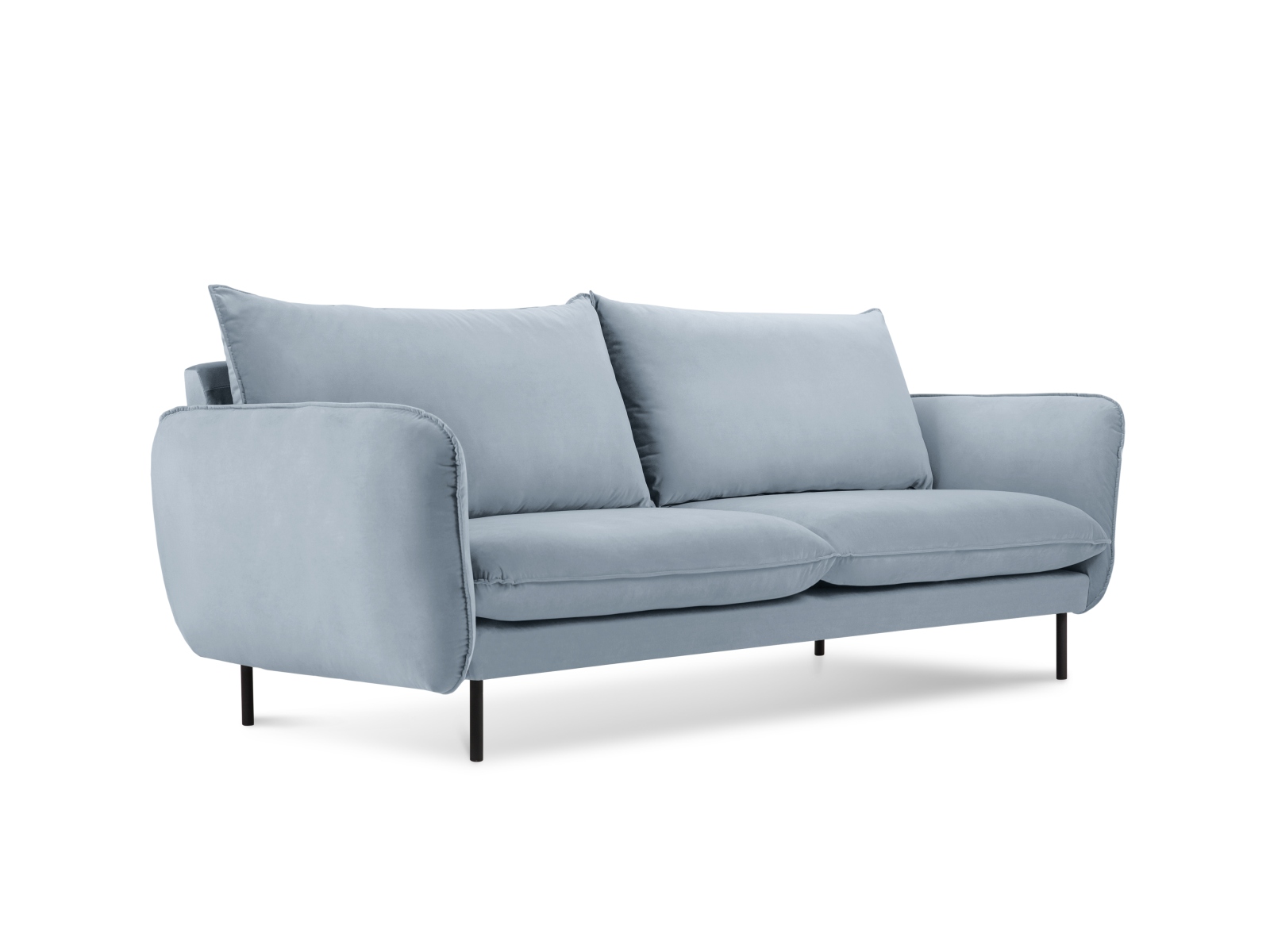Cosmopolitan Design Sofa Vienna 2-Sitzer Samt Bluvel Hellblau Beine Schwarzes Metall