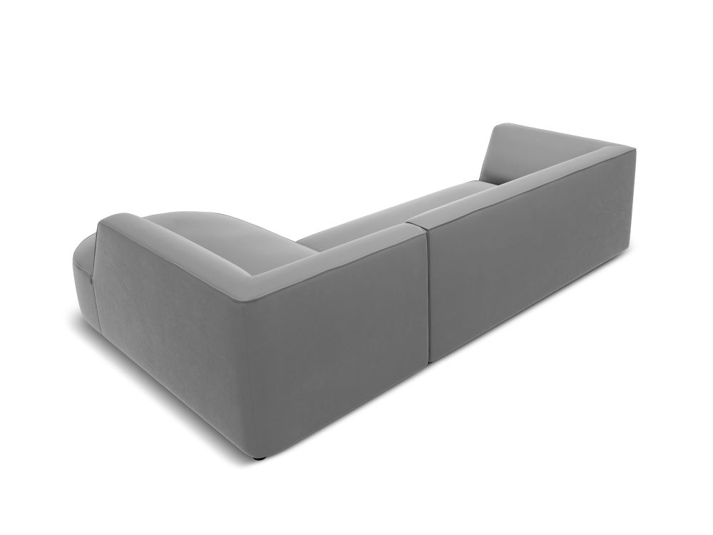 Cosmopolitan Design Ecksofa Siena 4-Sitzer abgerundet Samt Salvador Grau Rechts