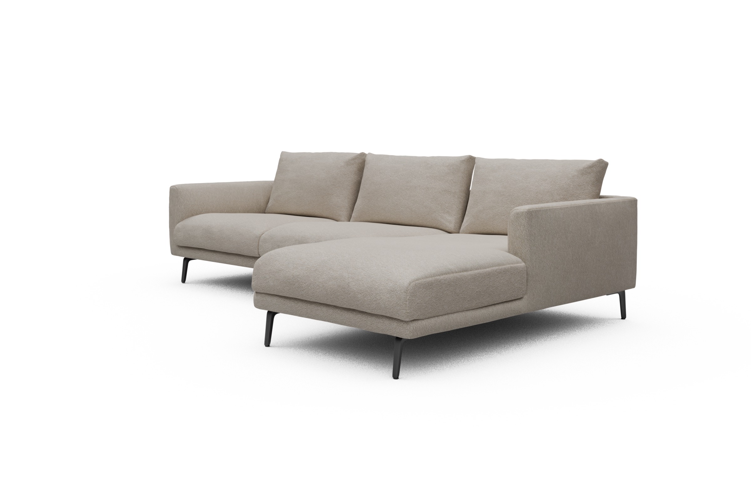 Ecksofa Karl Chaiselongue rechts mit 2,5-Sitzer Aivi-Lace-Beige