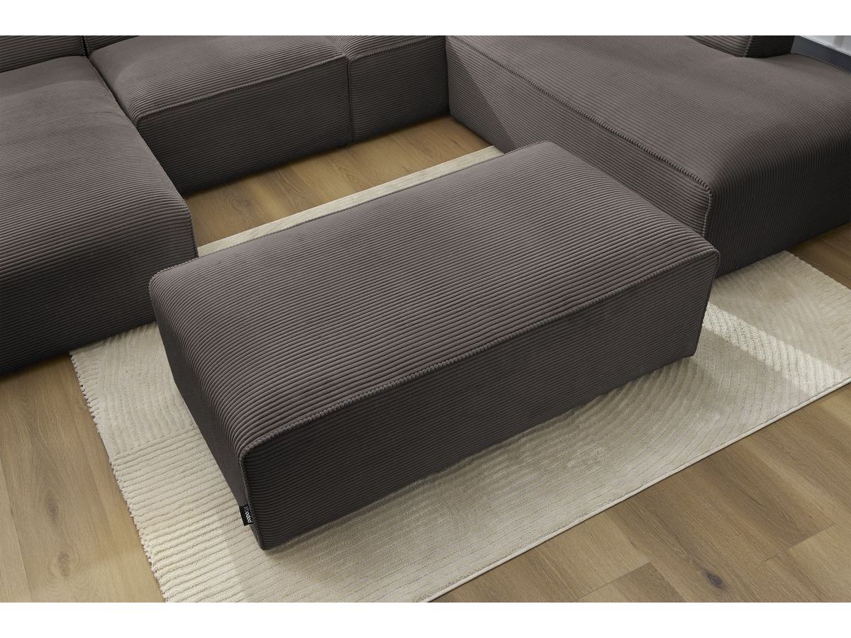 Bobochic Megeve Wohnlandschaft mit Pouf Cordsamt Braun Ecke links