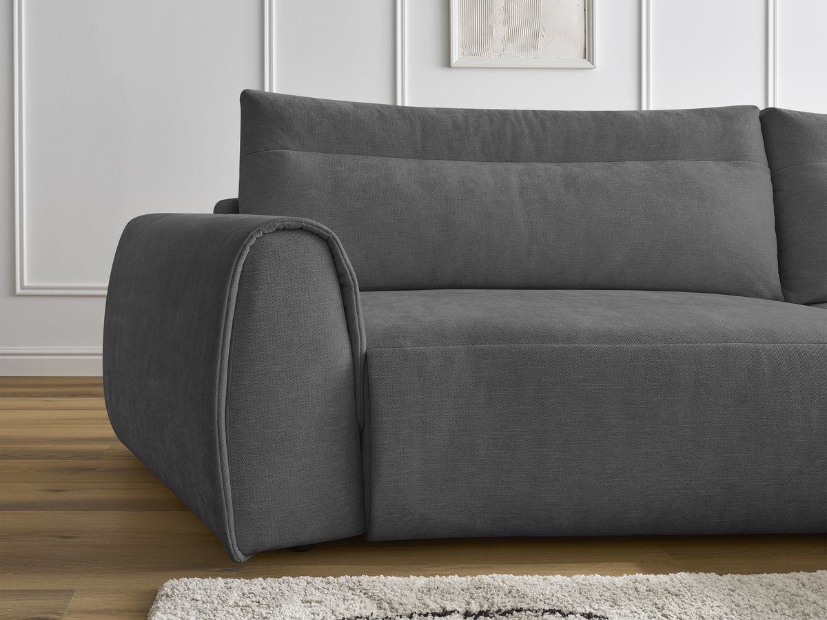Bobochic Aden Ecksofa 293 × 152 cm Stoff Dunkelgrau Ecke rechts