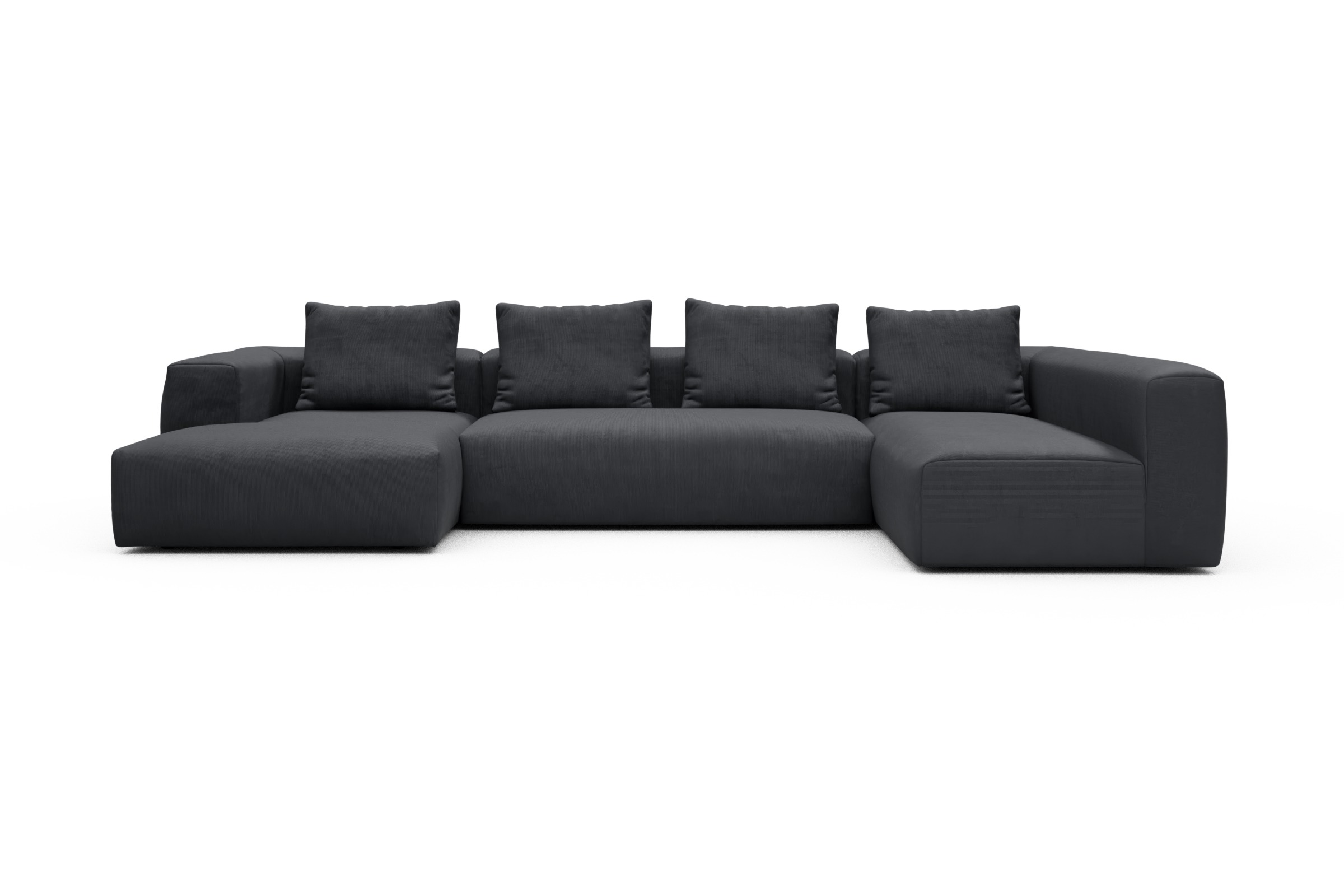 Skandi Home Wohnlandschaft Fred Chaiselongue links mit 2-Sitzer und lange Armlehne rechts Cordufine-Slate-Grey moebelfaktor