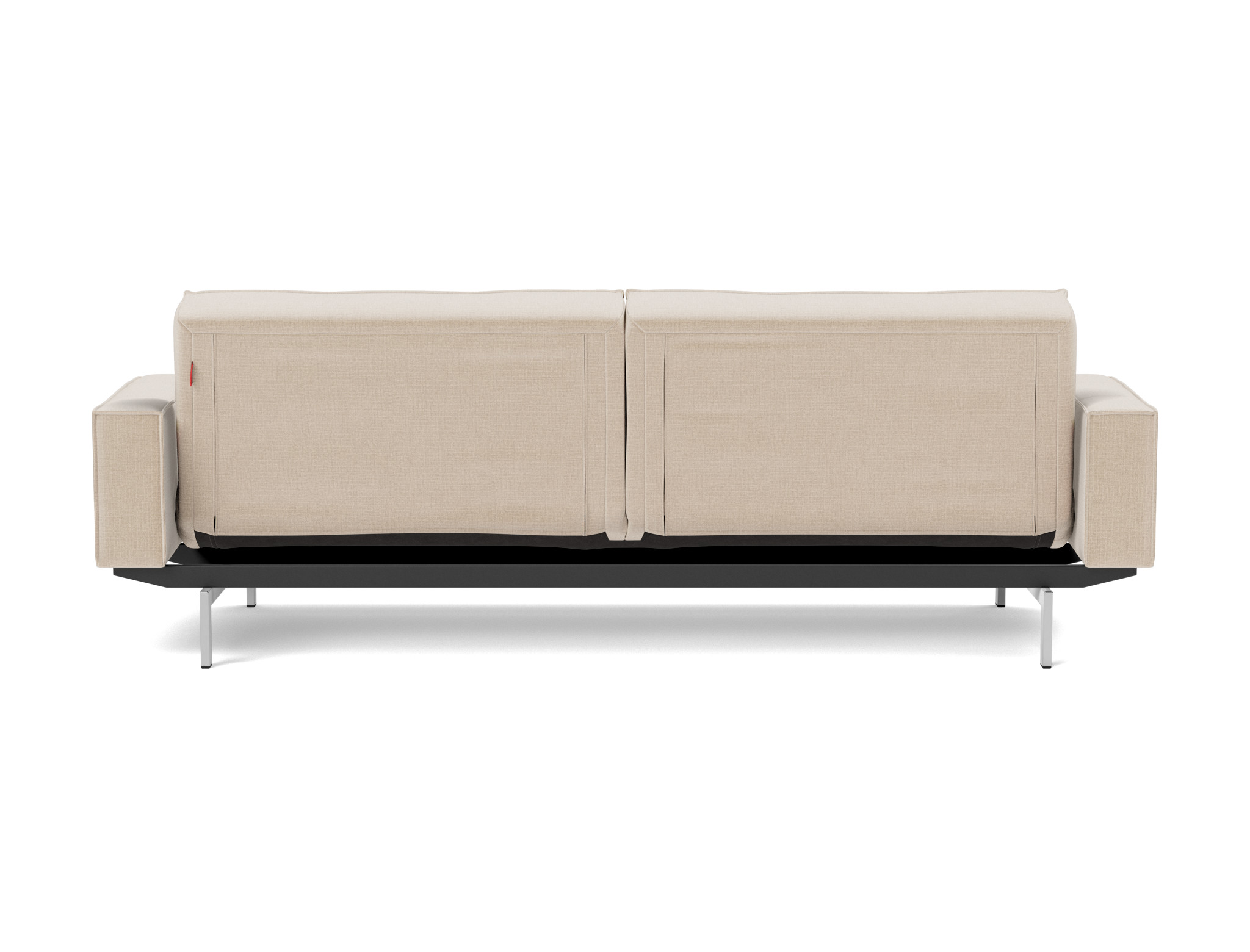 Schlafsofa Splitback mit Armlehnen Chenille Esina 410-Almond-Beige Beine Chrom