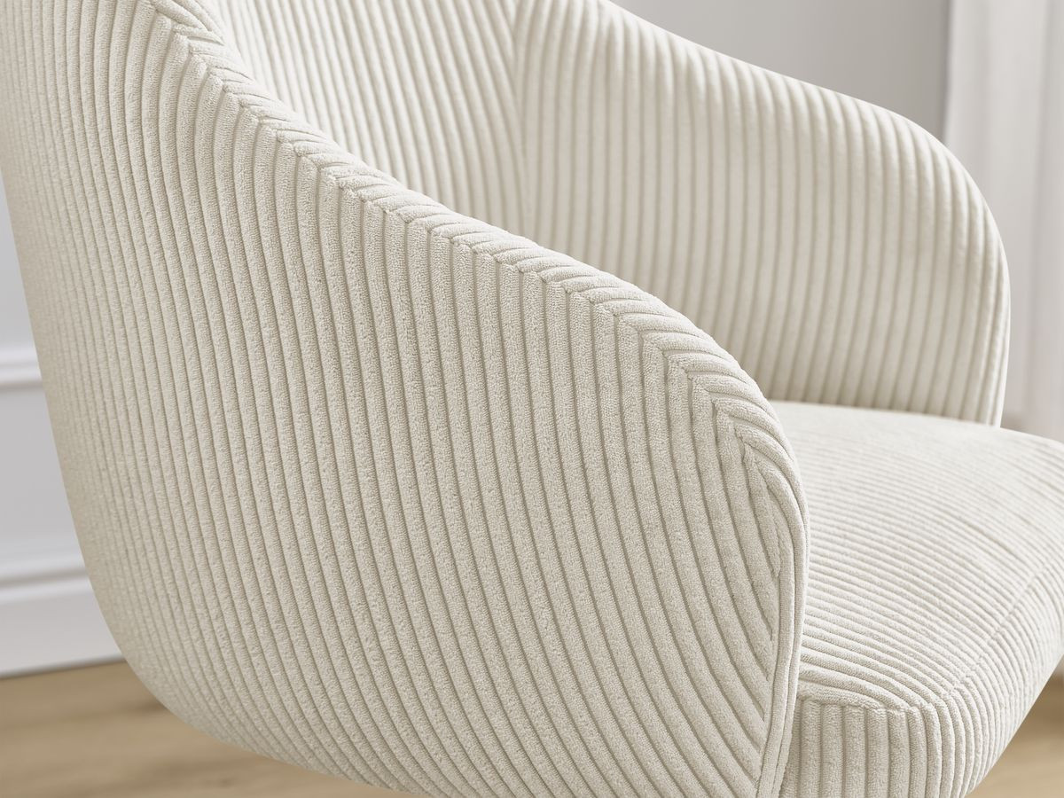 Bobochic Sophie Esszimmerstuhl 2er-Set mit skandinavischen Holzbeinen Cordsamt Beige
