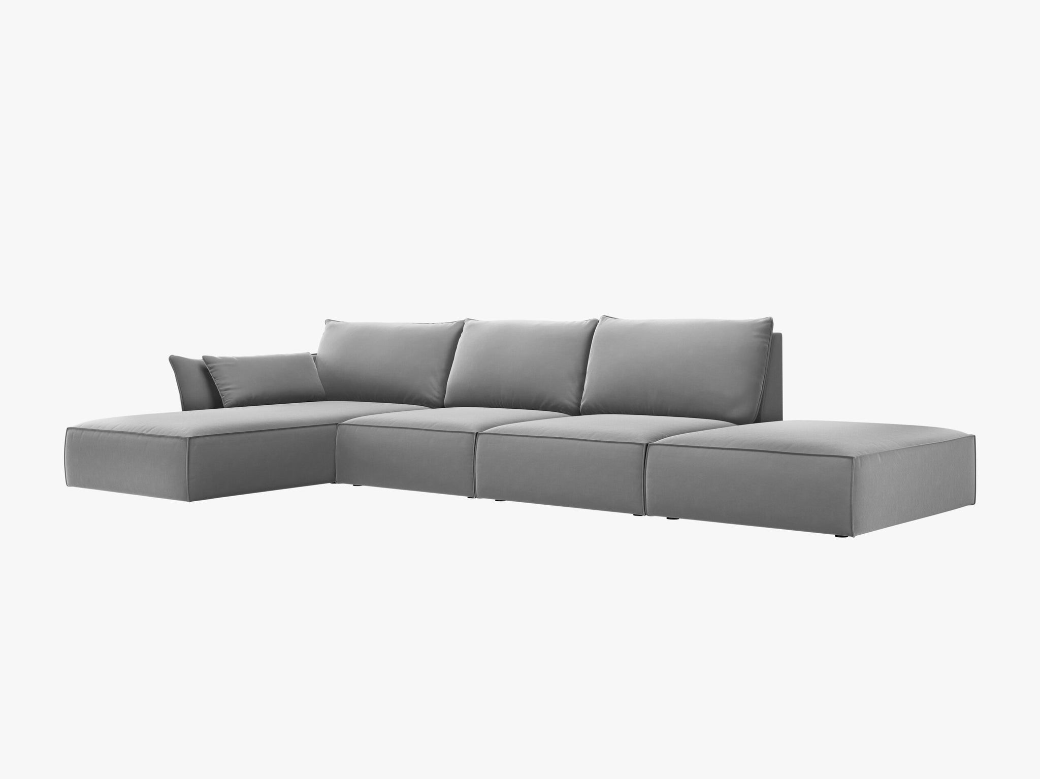 Micadoni Ecksofa Kaelle 5-Sitzer Links Samt Bluvel Grau