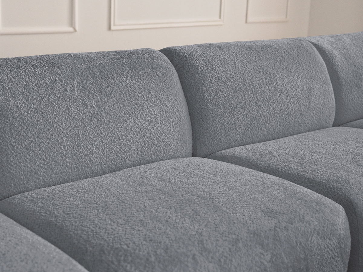 Bobochic Anda Wohnlandschaft mit Pouf 396 × 357 cm Chenille Grau Ecke links