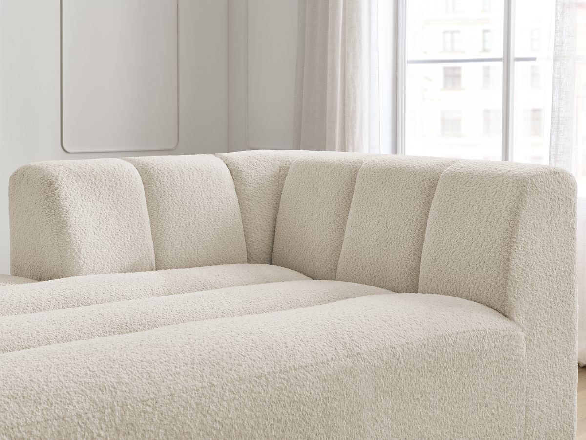 Bobochic Annecy Méridienne-Modul Bouclé-Stoff Beige Ecke links