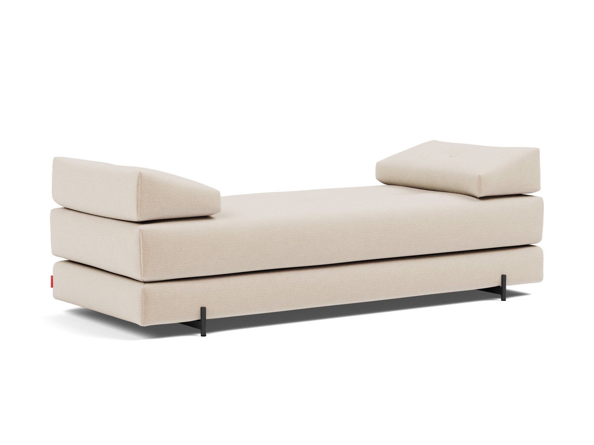 Tagesbett Sigmund Chenille Esina 410-Almond-Beige Beine Indu schwarz