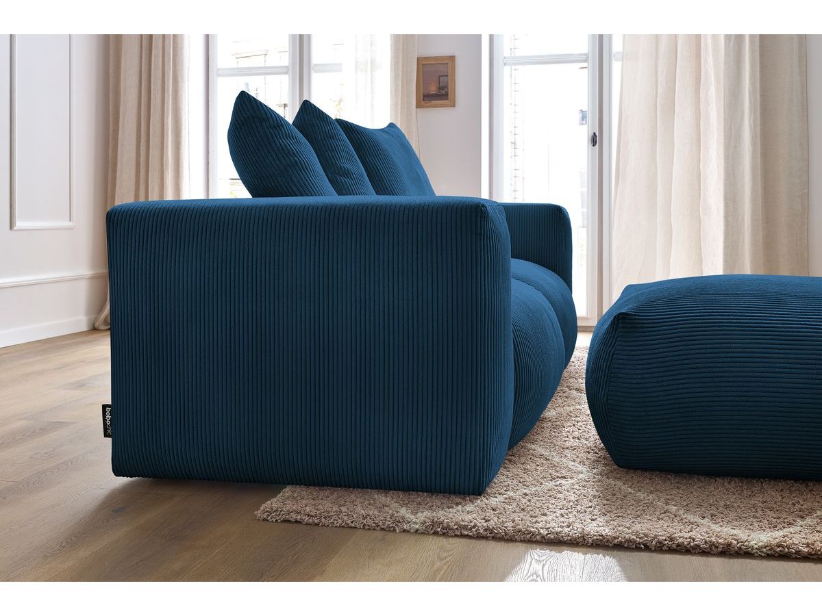 Bobochic Voltaire Sofa 4-Sitzer mit Pouf 248 × 100 cm Cordsamt Dunkelblau