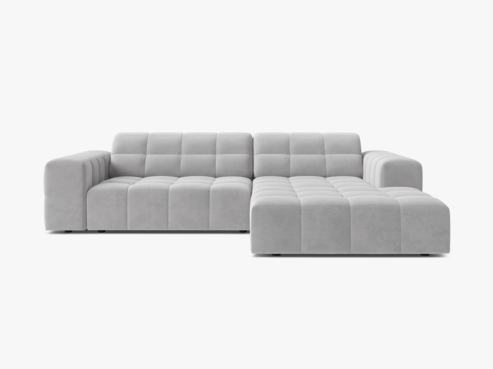 Micadoni Jennifer Ecksofa 4-Sitzer Rechts Samt Bluvel Silber