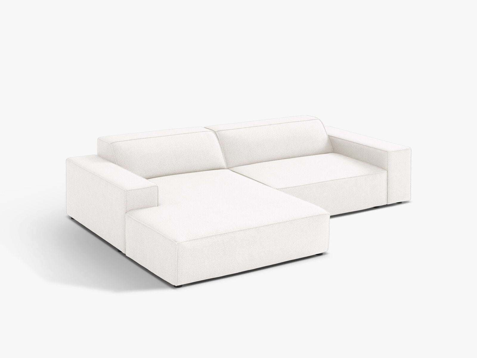 Micadoni Ecksofa Jodie 3-Sitzer Links Boucle Baloo Weiß