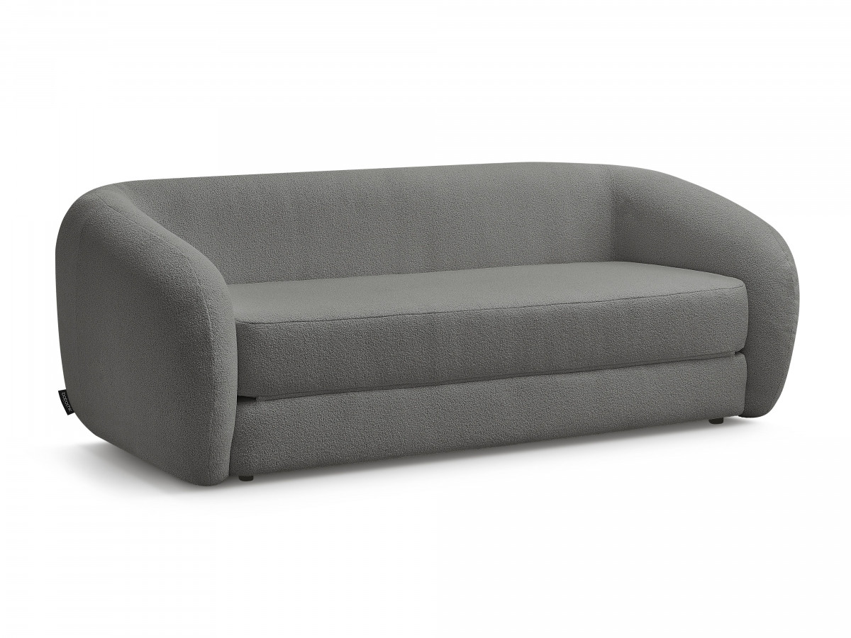 Bobochic Neyo Schlafsofa 3-Sitzer Bouclé-Stoff Dunkelgrau