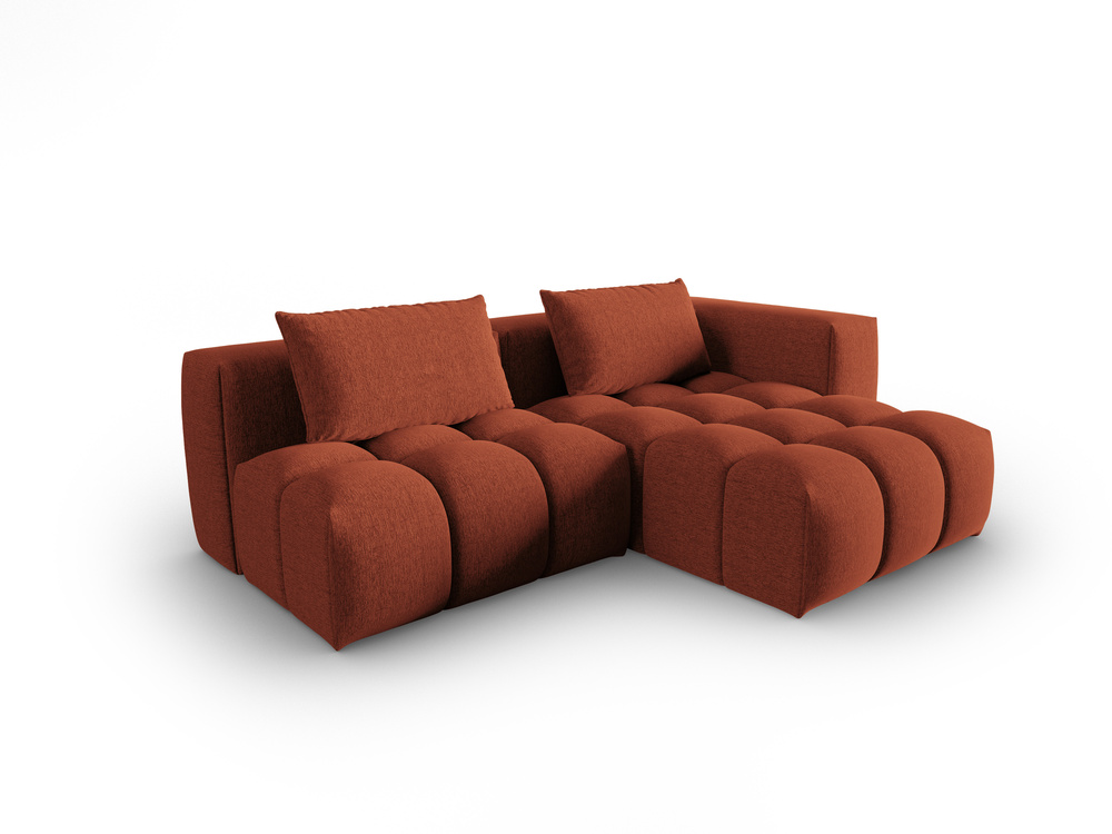 Cosmopolitan Design Ecksofa Verona 3-Sitzer offen Strukturierter Stoff Sorella Koralle Rechts