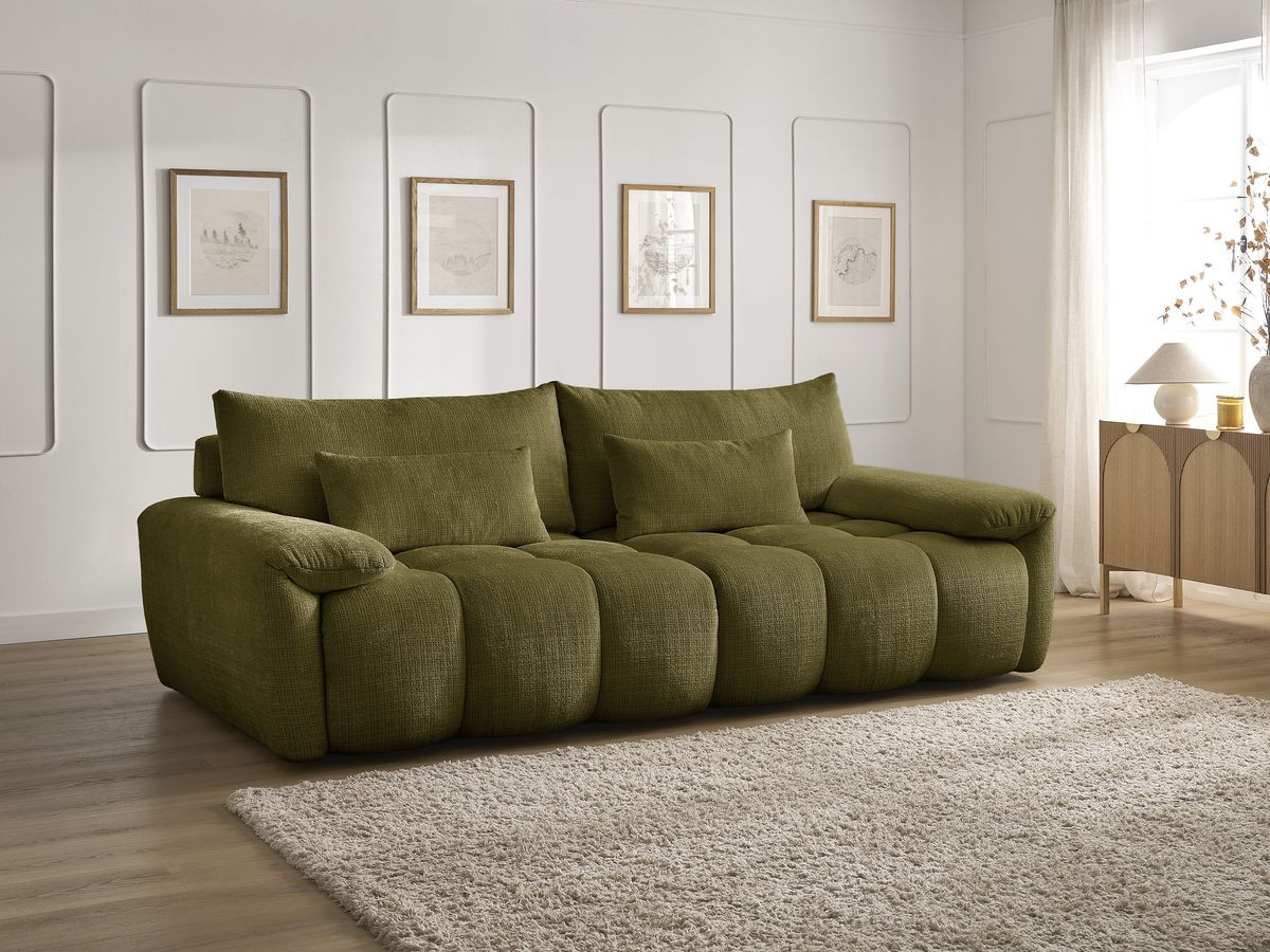 Bobochic Ivane Sofa 3-Sitzer Strukturstoff Grün