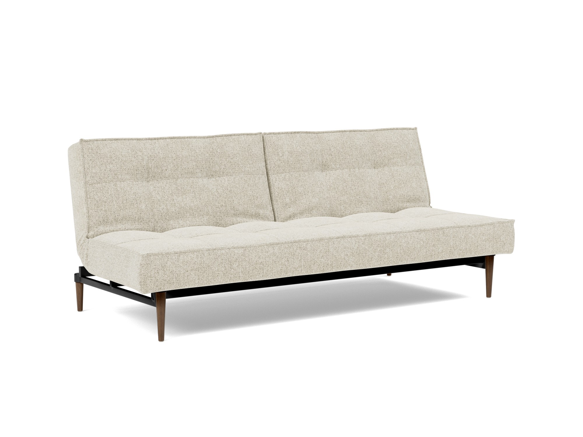Schlafsofa Splitback Strukturierter Stoff Taura 357-Off-White Beine Styletto Eiche dunkel