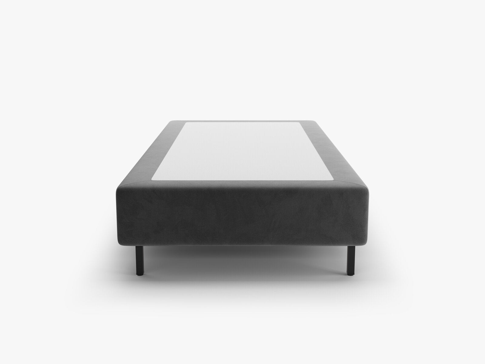 Micadoni Whale Polster-Bettgestell Samt Paris Grau Schwarzes Metall 100x200