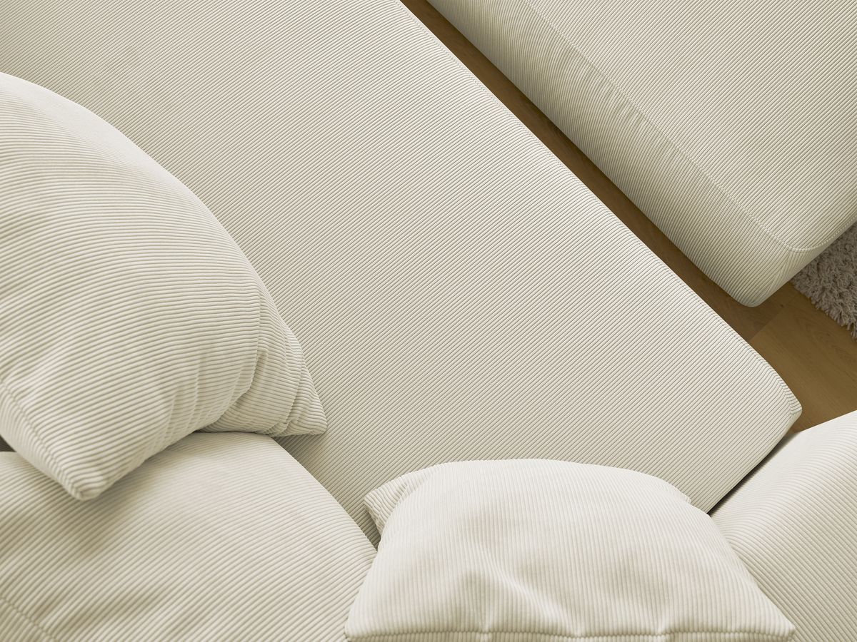 Bobochic Sidonie Schlafsofa 4-Sitzer mit Bettkasten und Pouf Cordsamt Beige