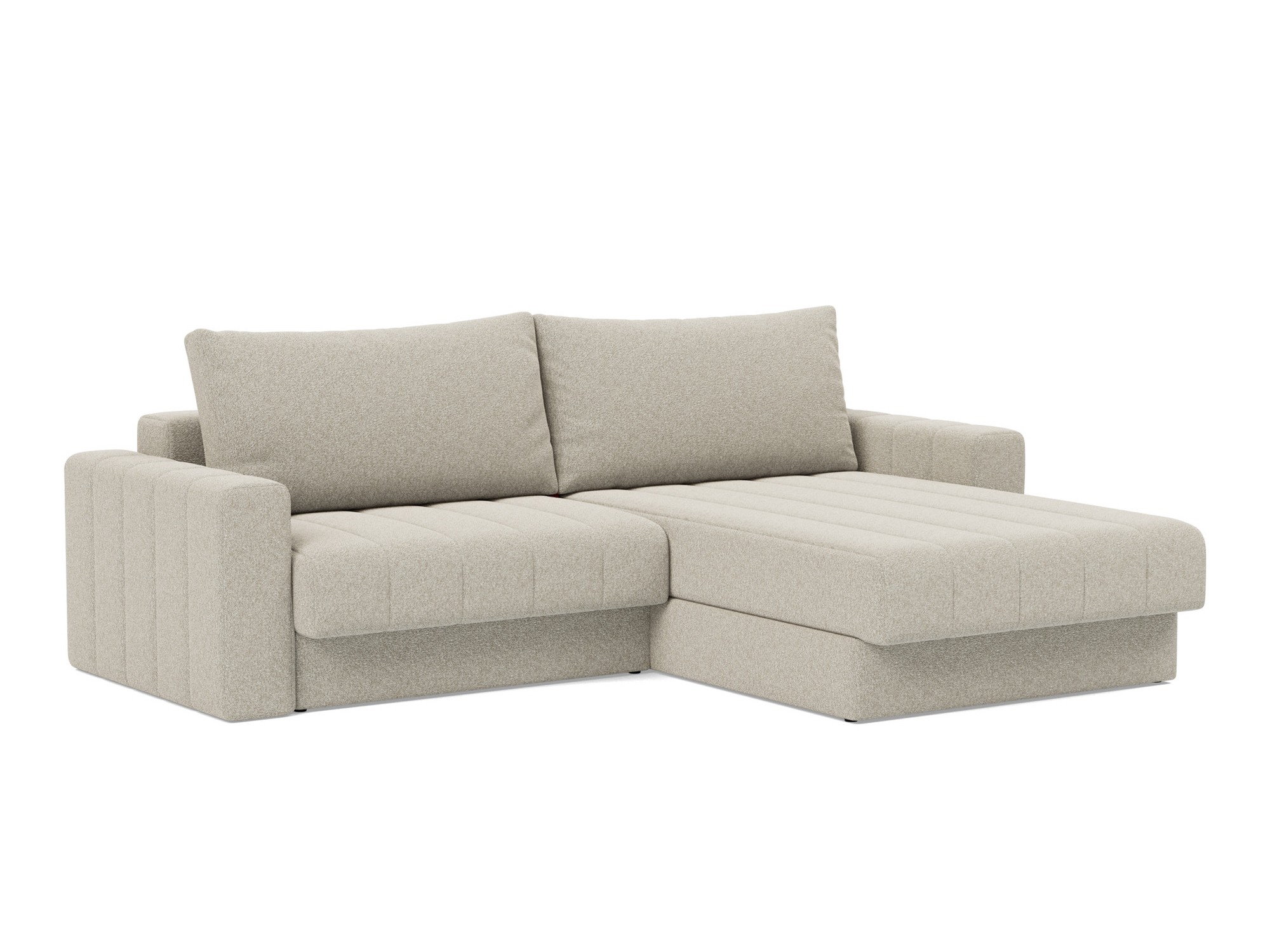 Schlafsofa Akello mit Chaiselongue und Armlehnen Boucle Skandi 539-Beige