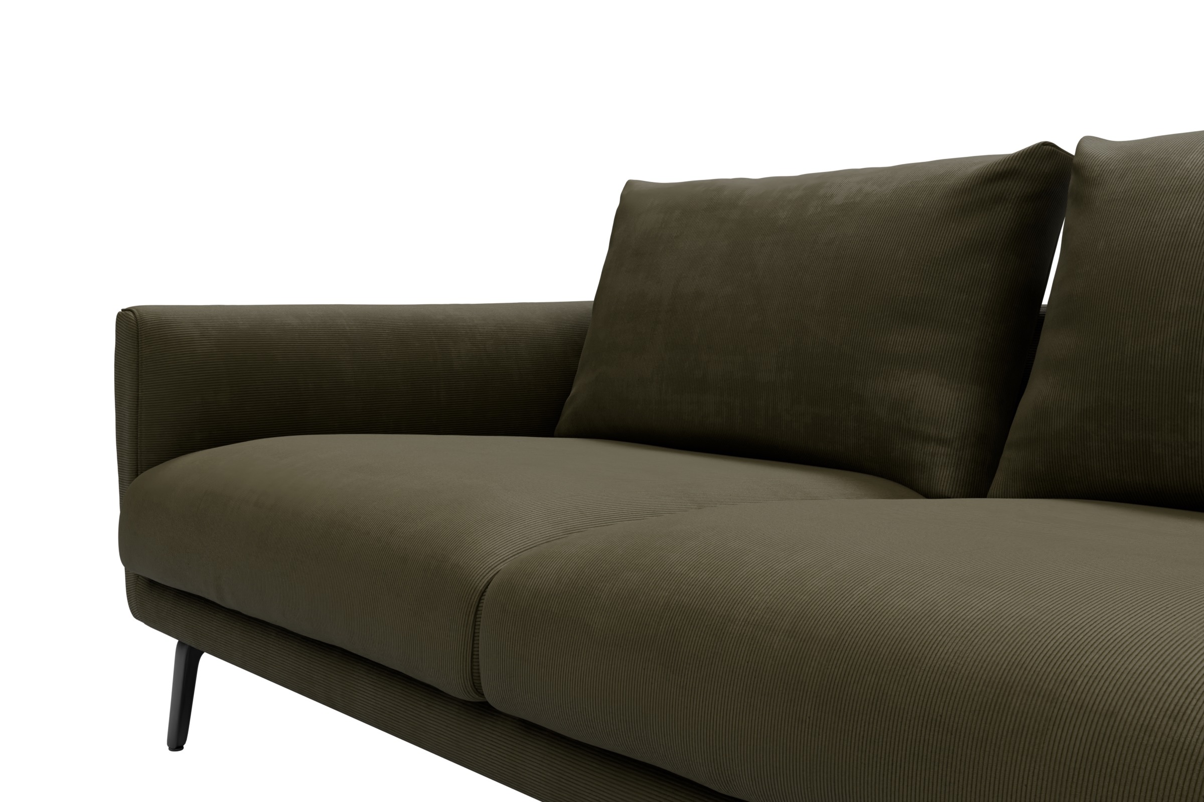 Ecksofa Karl Chaiselongue rechts mit 2,5-Sitzer Cordufine-Pine-Green