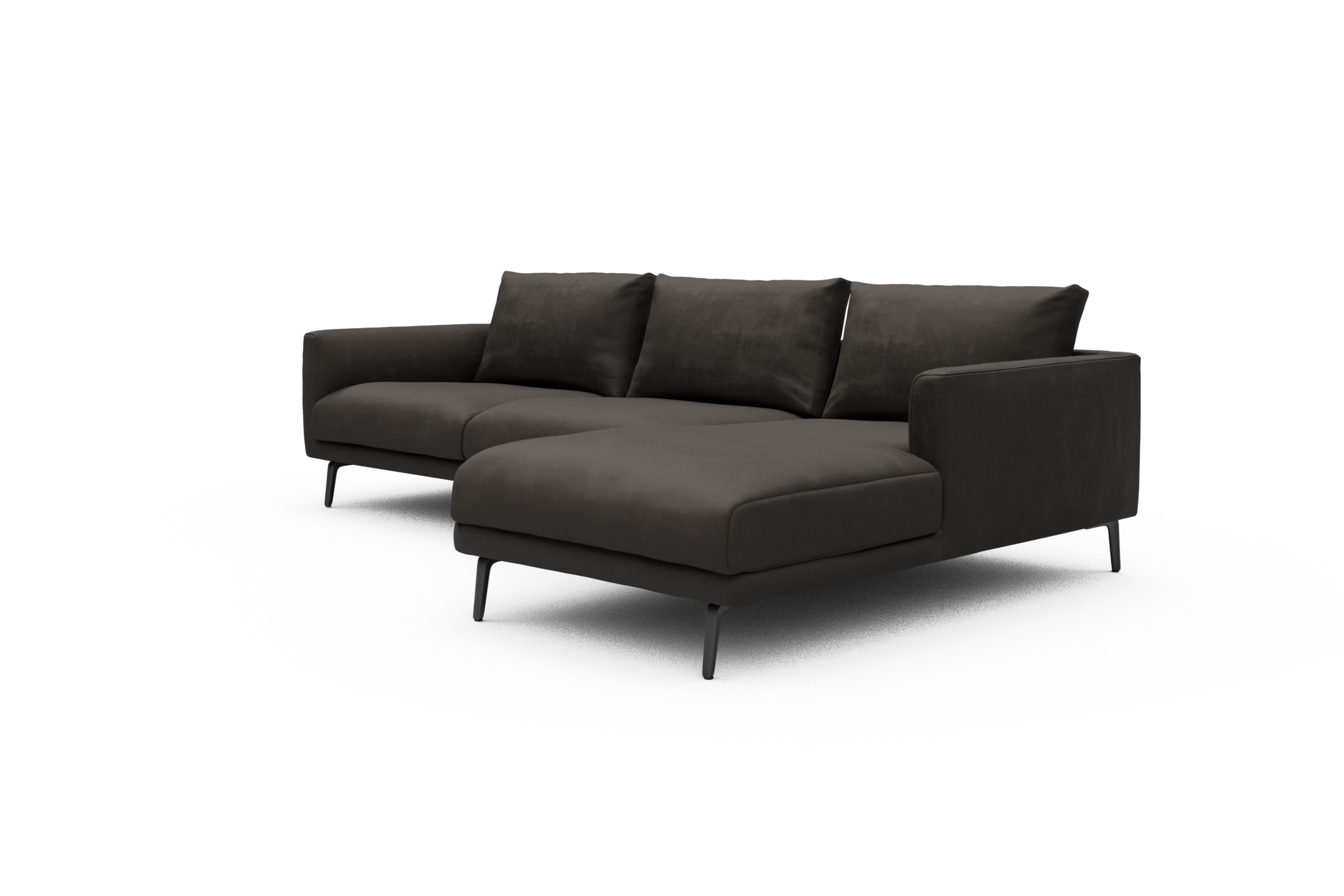Ecksofa Karl Chaiselongue rechts mit 2,5-Sitzer Cordufine-Taupe