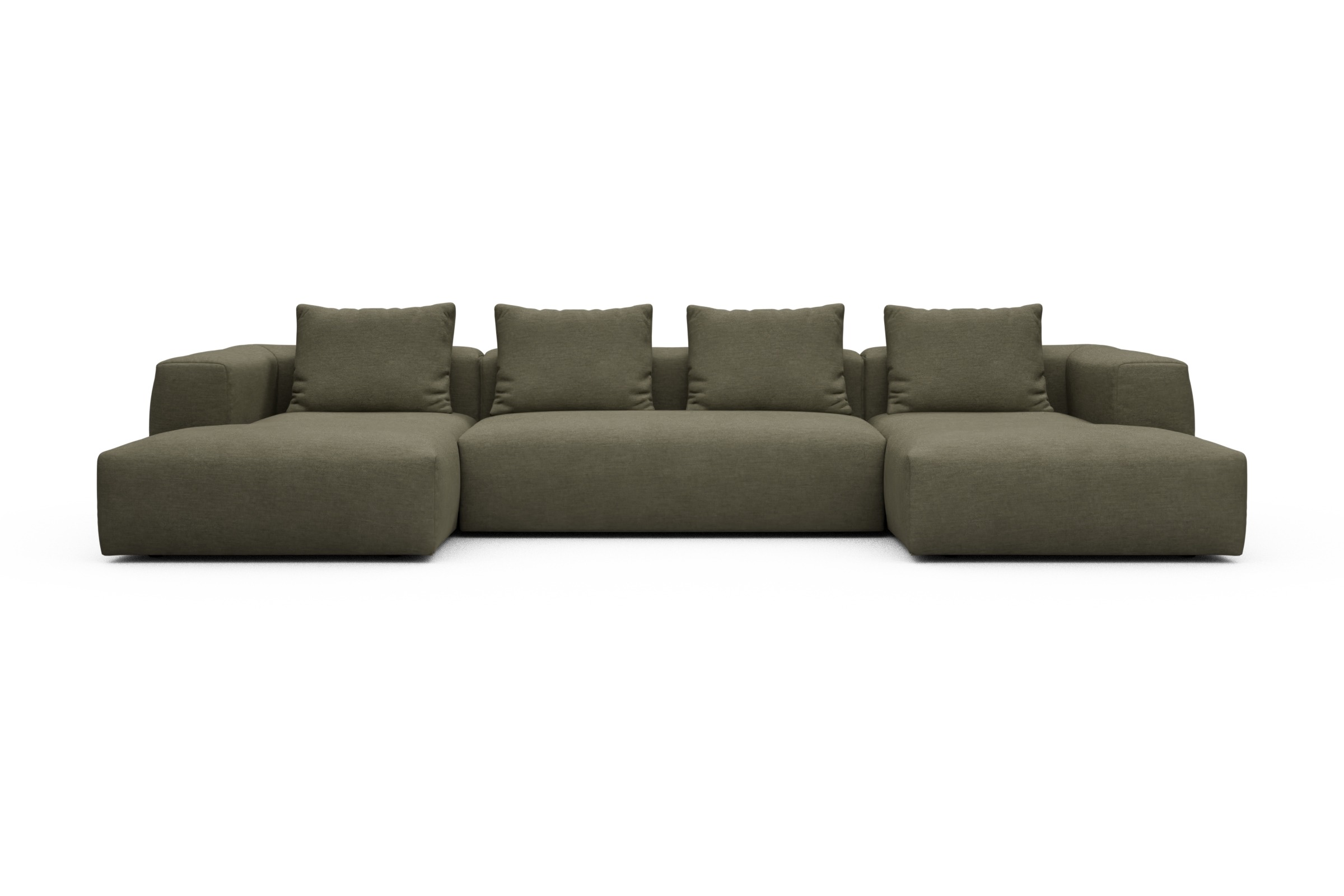 Skandi Home Wohnlandschaft Fred mit 2-Sitzer und Chaiselongue beidseitig Vivus-Dusty-Olive moebelfaktor