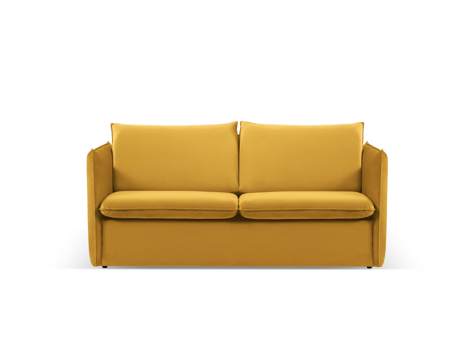 2-Sitzer Velvet Sofa mit Bettfunktion Agate | Bezug Yellow | Beinfarbe Black Plastic