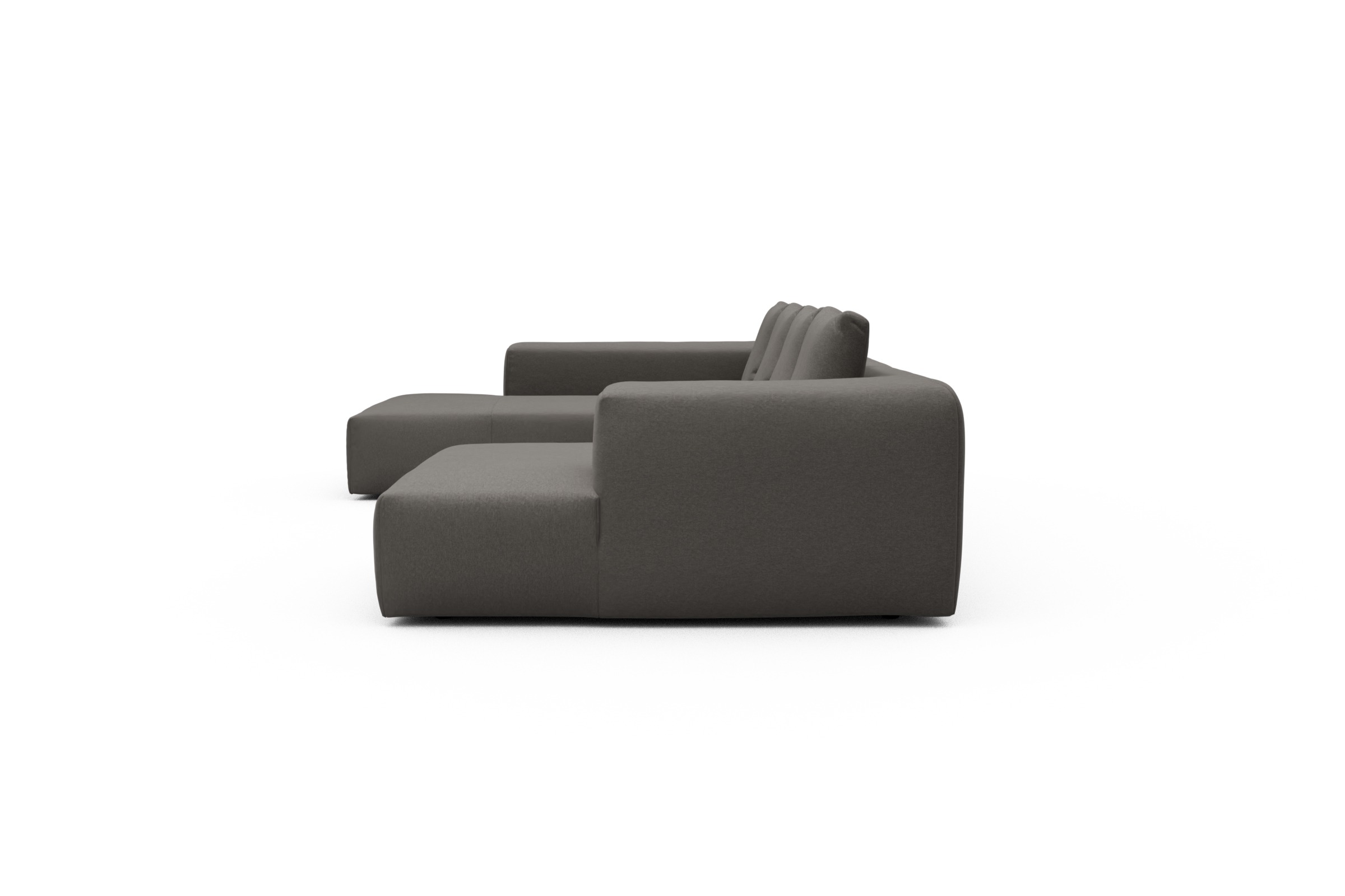 Wohnlandschaft Fred Relax-Ecke links mit 2-Sitzer und Chaiselongue rechts Strukturierter Stoff Satya 446-Taupe-Brown