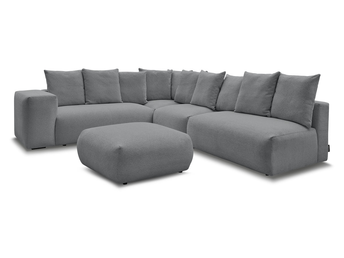 Bobochic Voltaire Ecksofa mit Pouf 322 × 268 cm Melange-Stoff Dunkelgrau Ecke links