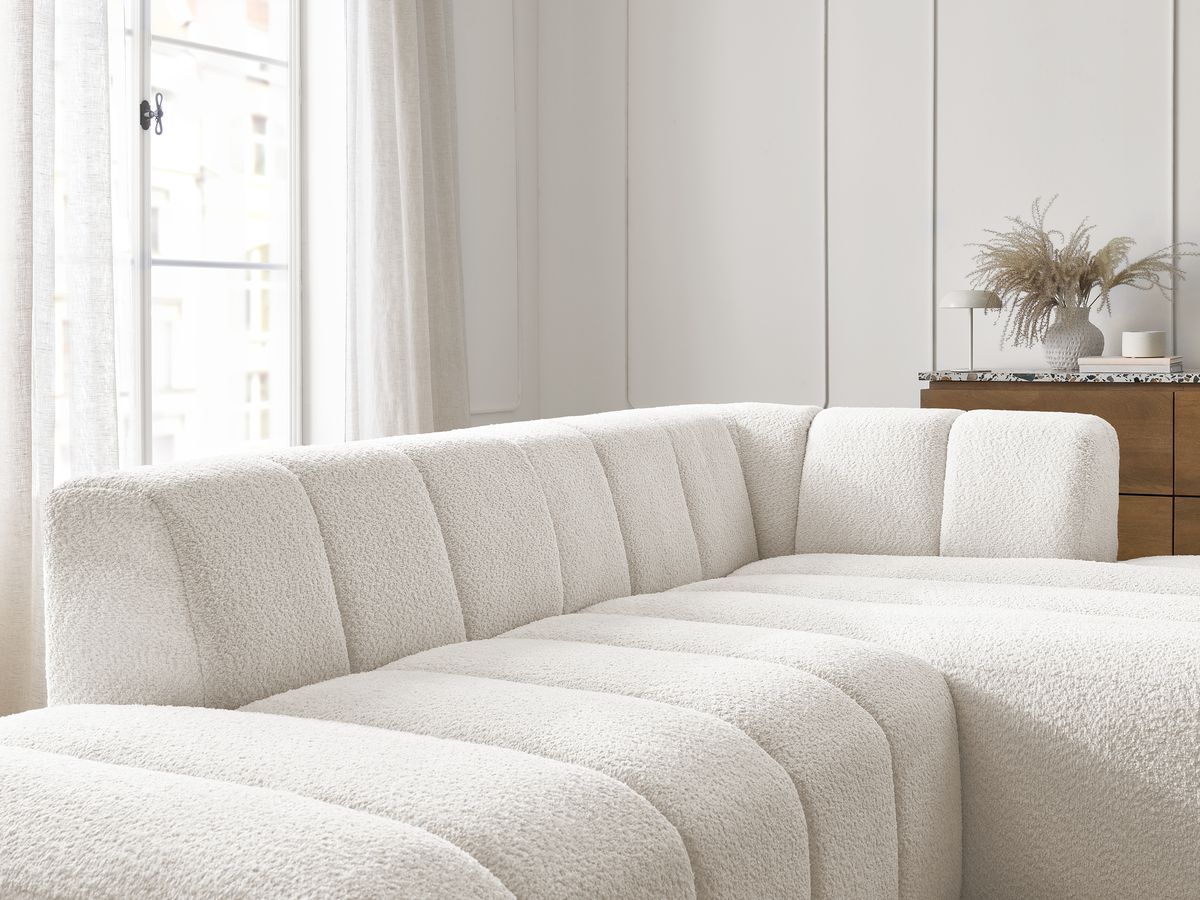 Bobochic Annecy Ecksofa Bouclé-Stoff Weiß Ecke rechts