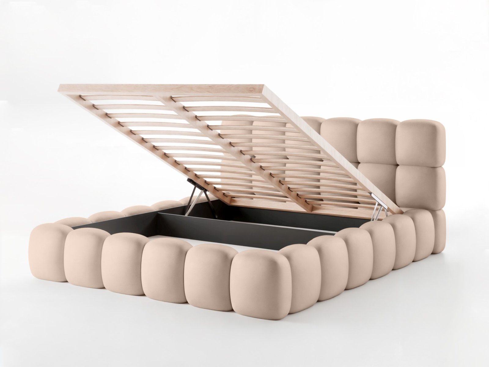 Polsterbett Vento Samtstoff 160x200 mit Holzrahmen Piano 03 Beige