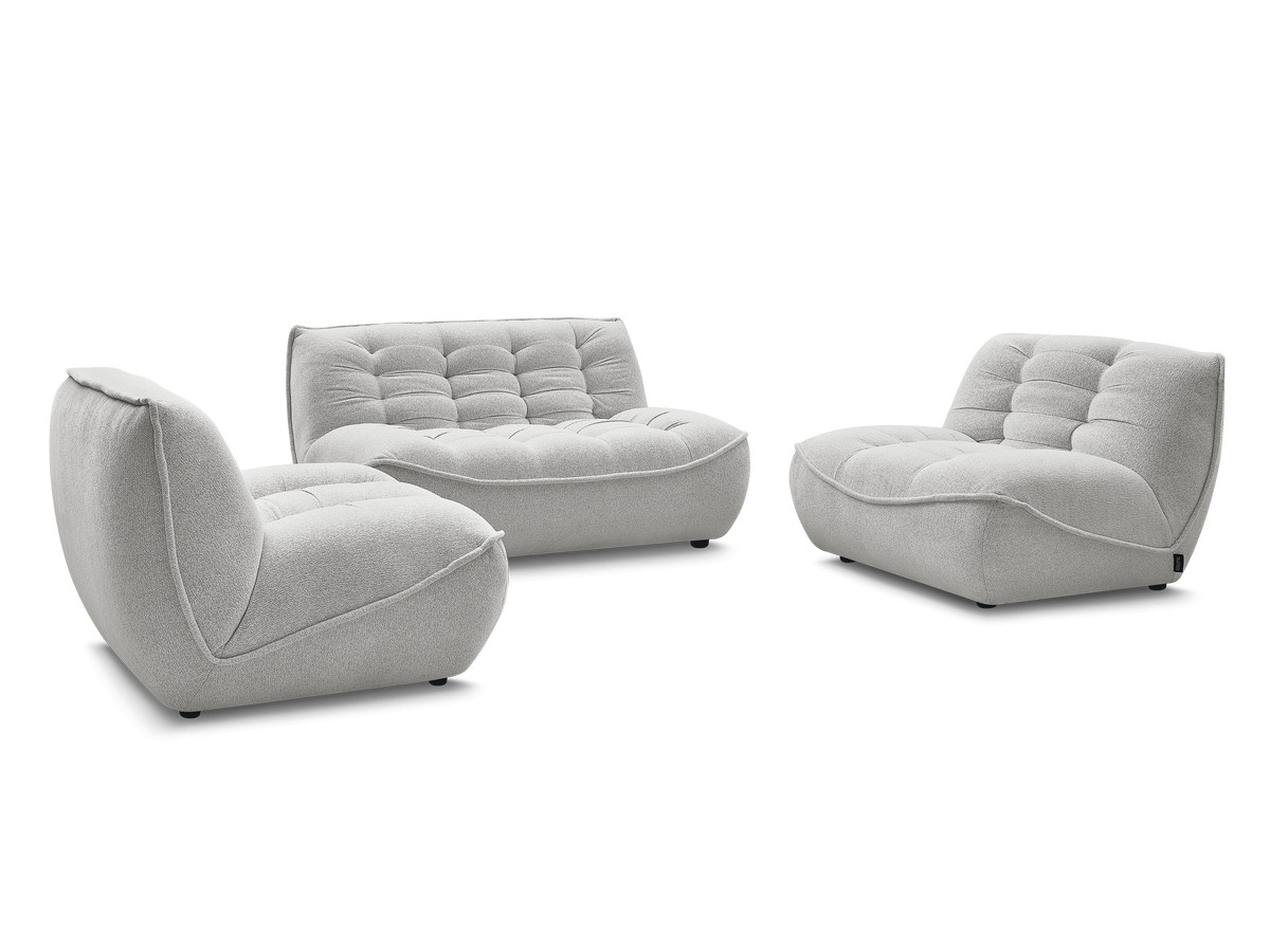 Bobochic Serena Sofa 4-Sitzer Melange-Stoff Hellgrau