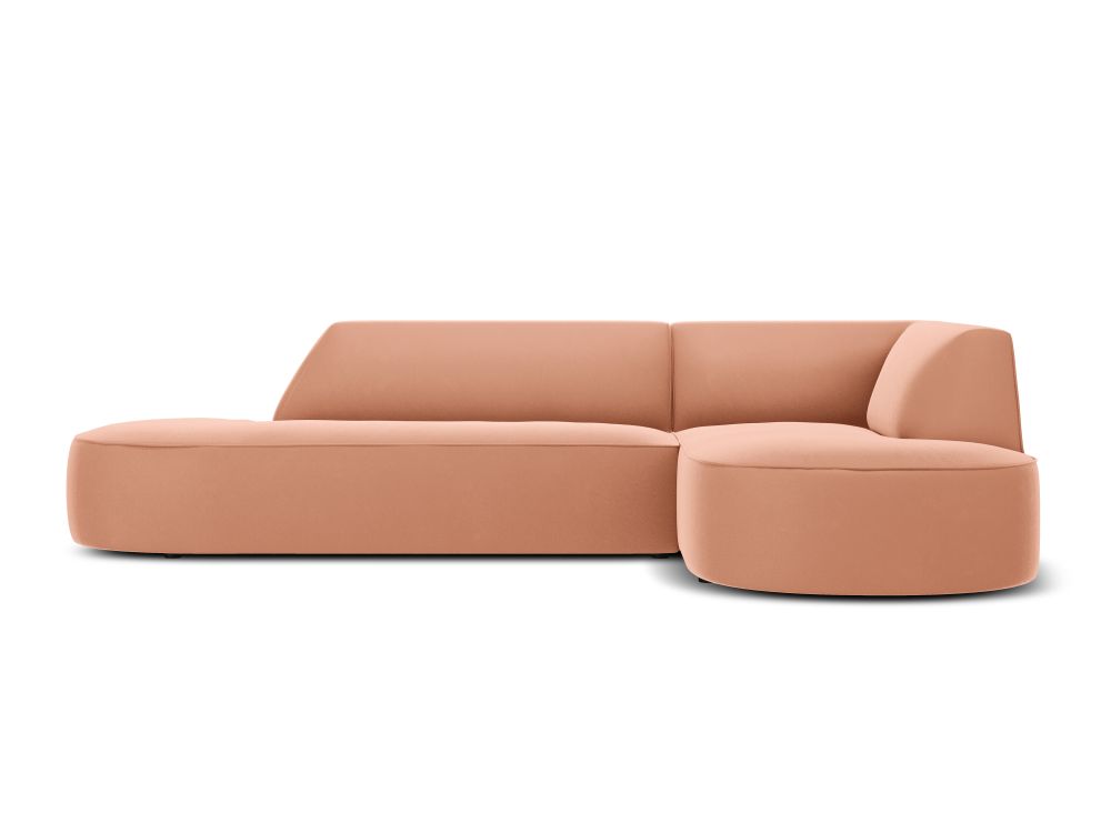 Cosmopolitan Design Ecksofa Siena 4-Sitzer abgerundet offen Samt Salvador Rosa Rechts