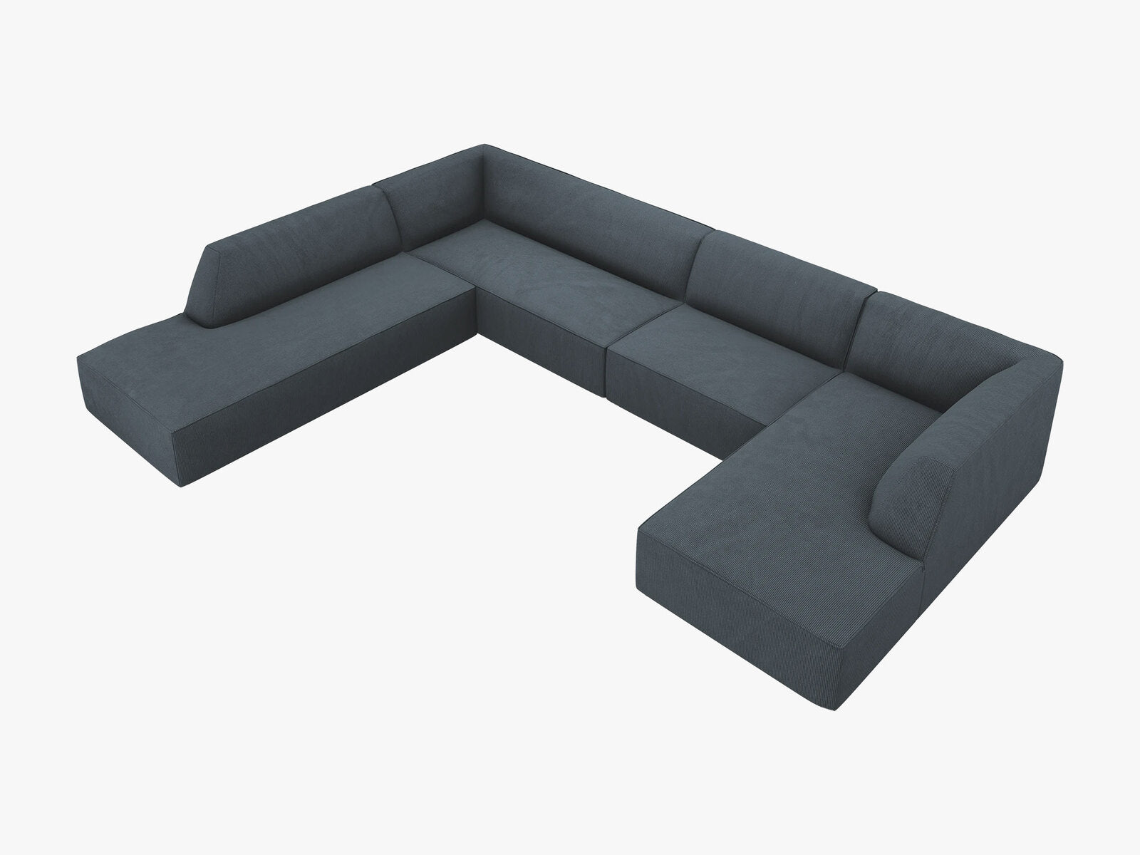Micadoni Panorama-Ecksofa Ruby 7-Sitzer Links Kord Scala Blau