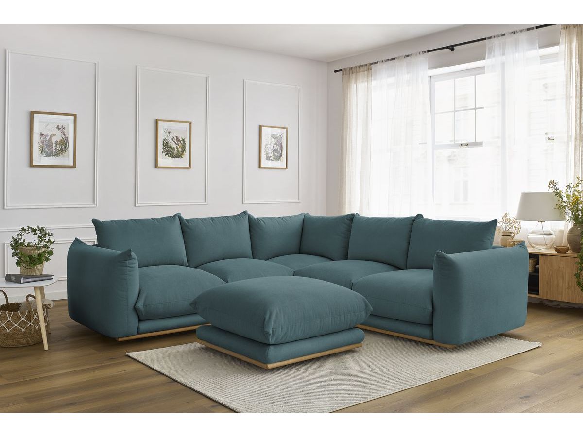Bobochic Ernest Ecksofa mit Pouf Stoff Dunkelblau