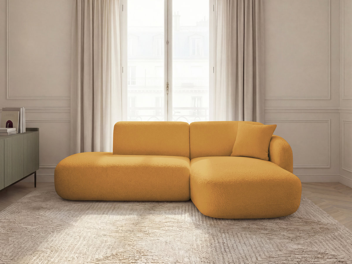 Bobochic Anda Ecksofa 241 × 163 cm Chenille Gelb Ecke rechts