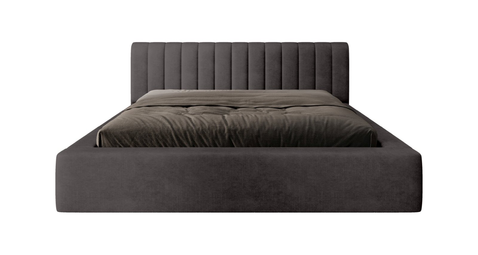 Polsterbett Faroa Samtstoff 140x200 mit Metallrahmen Macau Anthracite