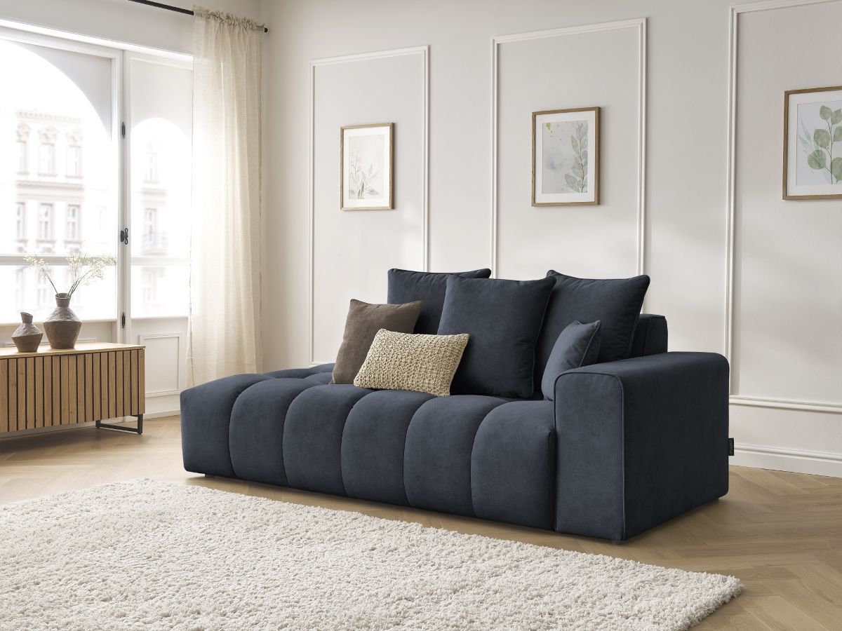 Bobochic Mont-blanc Sofa 4-Sitzer Samt Dunkelblau Armlehne rechts