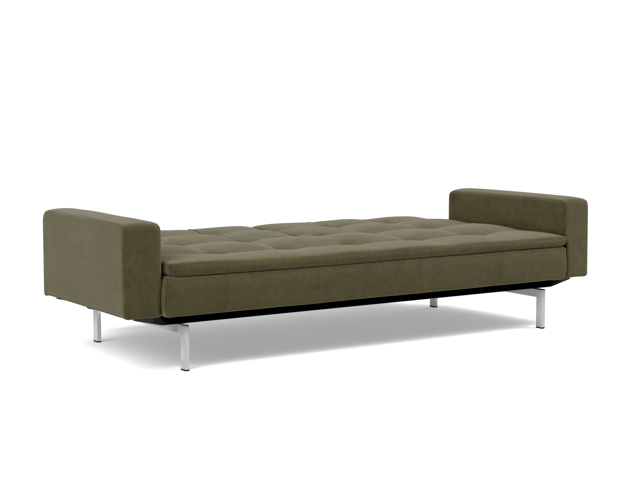 Schlafsofa Dublexo mit Armlehnen Kord Cordufine 316-Pine-Green Beine Chrom