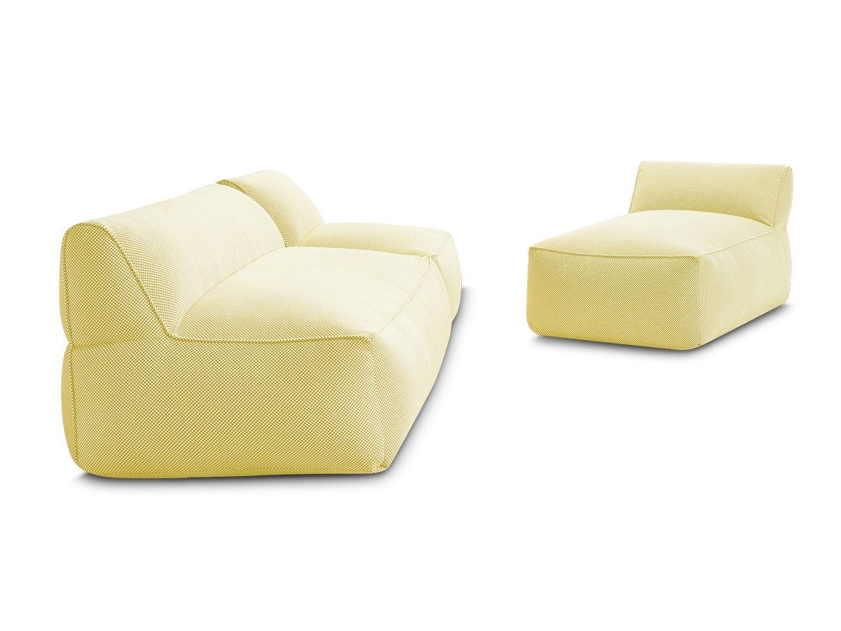Bobochic Riviera Gartensofa 4-Sitzer Melange-Stoff Gelb