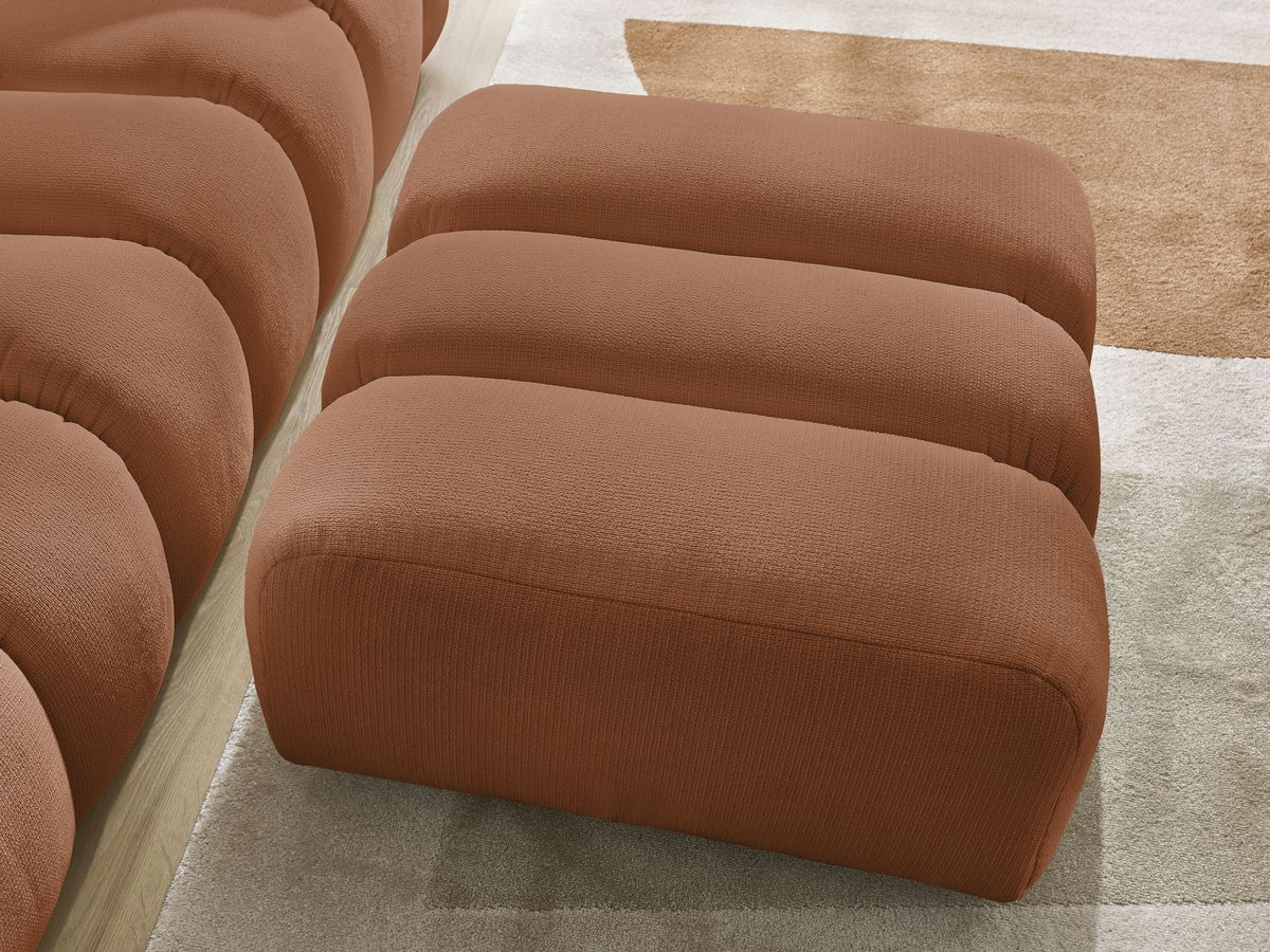 Bobochic Talia Sofa 3-Sitzer mit Pouf Melange-Stoff Orange