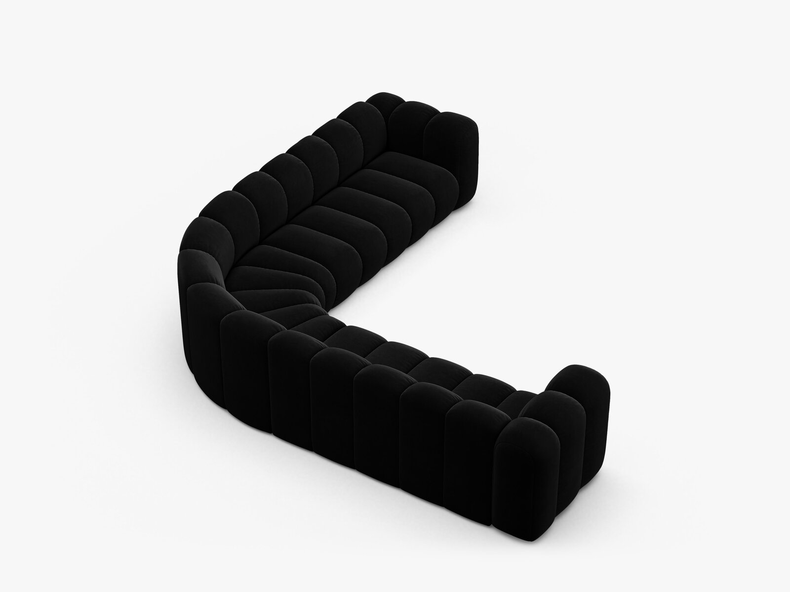 Micadoni symmetrisches Ecksofa Lupine 5-Sitzer  Samt Venus Schwarz
