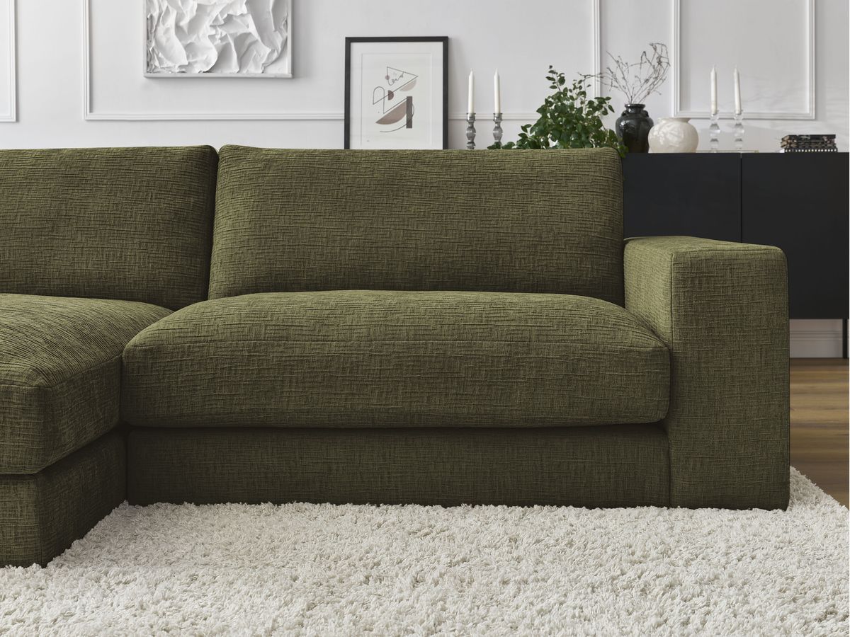 Bobochic Leonard Ecksofa 274 × 159 cm Strukturstoff Grün Ecke links