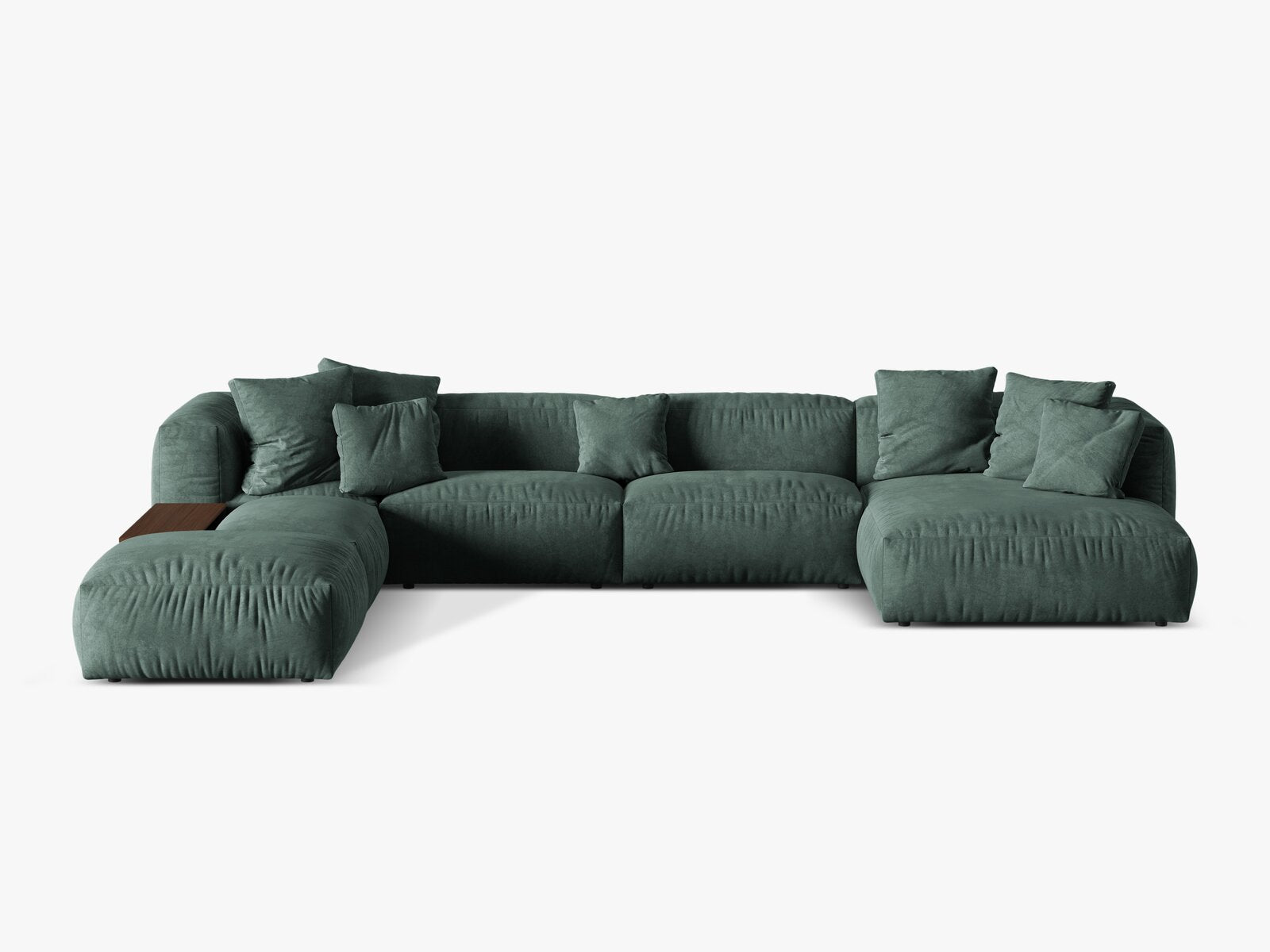 Micadoni Panorama-Ecksofa Martina 5-Sitzer Links Samt Petrol