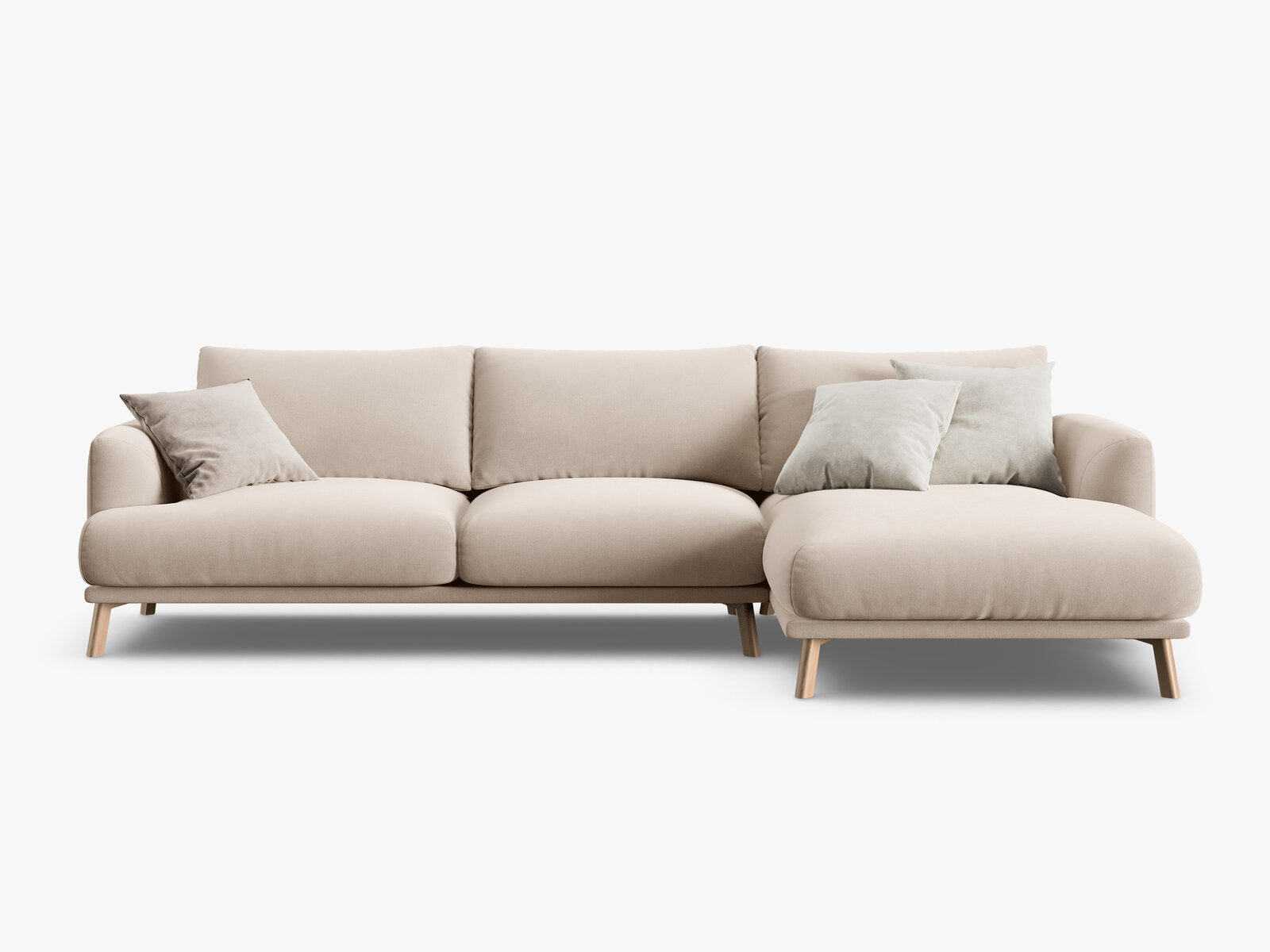 Micadoni Ecksofa Naomi 4-Sitzer Rechts Samt Salvador Beige