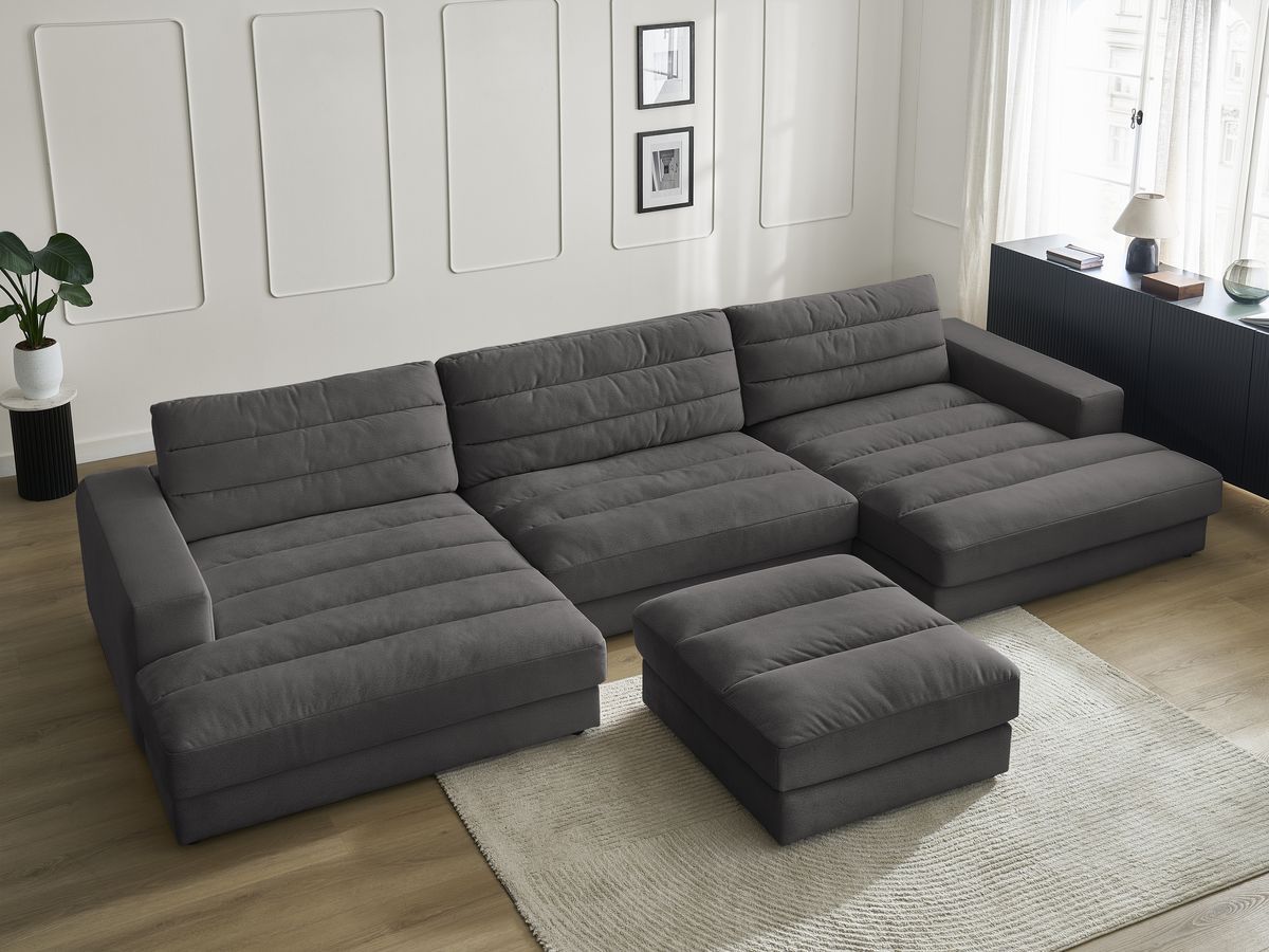 Bobochic Sierra Wohnlandschaft mit Pouf Samt Schwarz