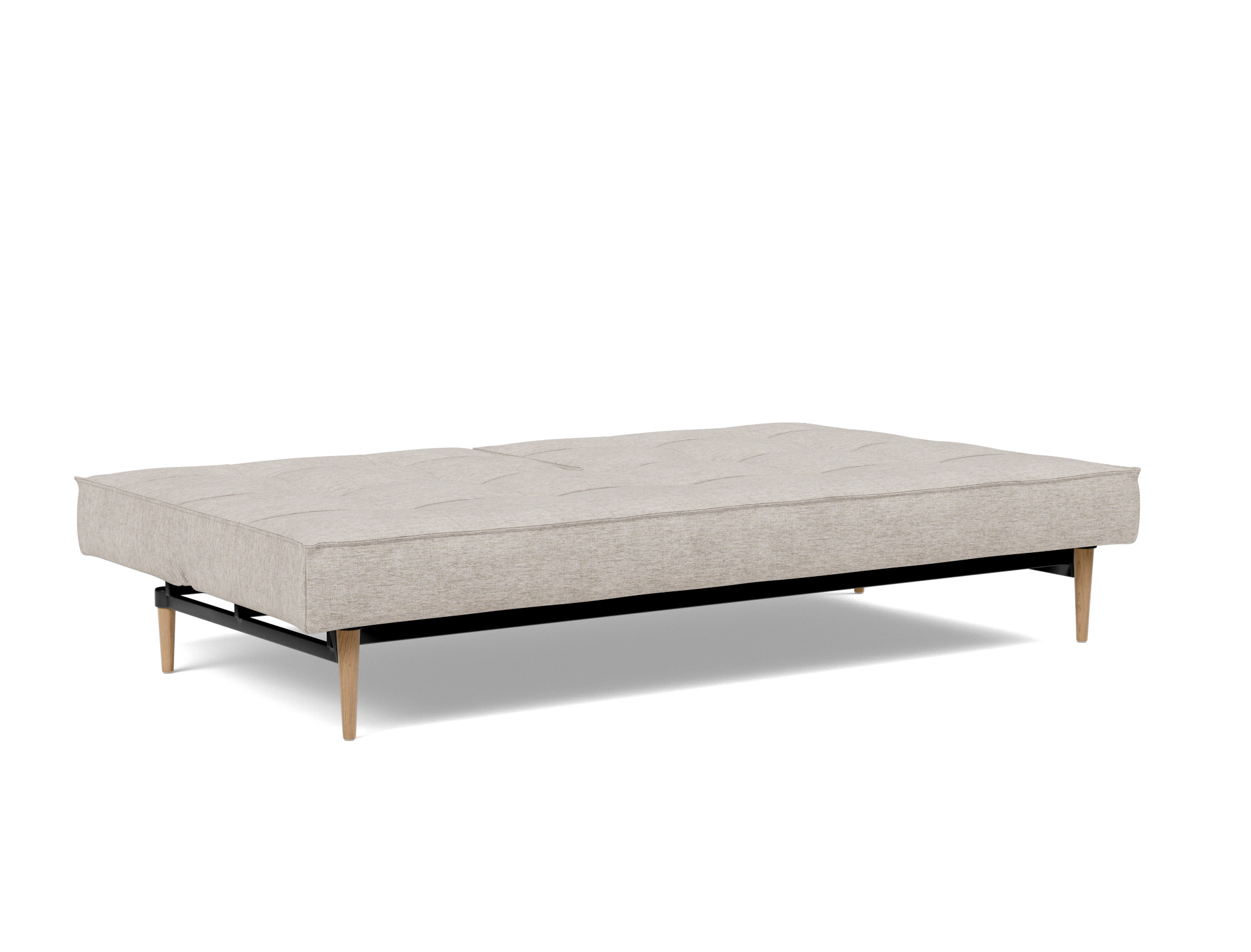 Schlafsofa Splitback Chenille Yuveno 471-Sand Beine Styletto Eiche hell