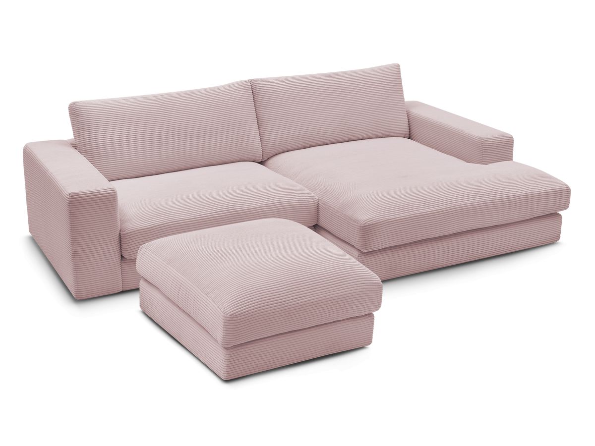 Bobochic Leonard Ecksofa mit Pouf 234 × 159 cm Cordsamt Violett Ecke rechts