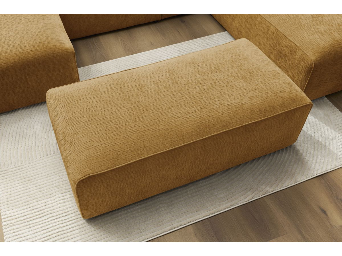 Bobochic Megeve Wohnlandschaft mit Pouf Strukturstoff Gelb Ecke links